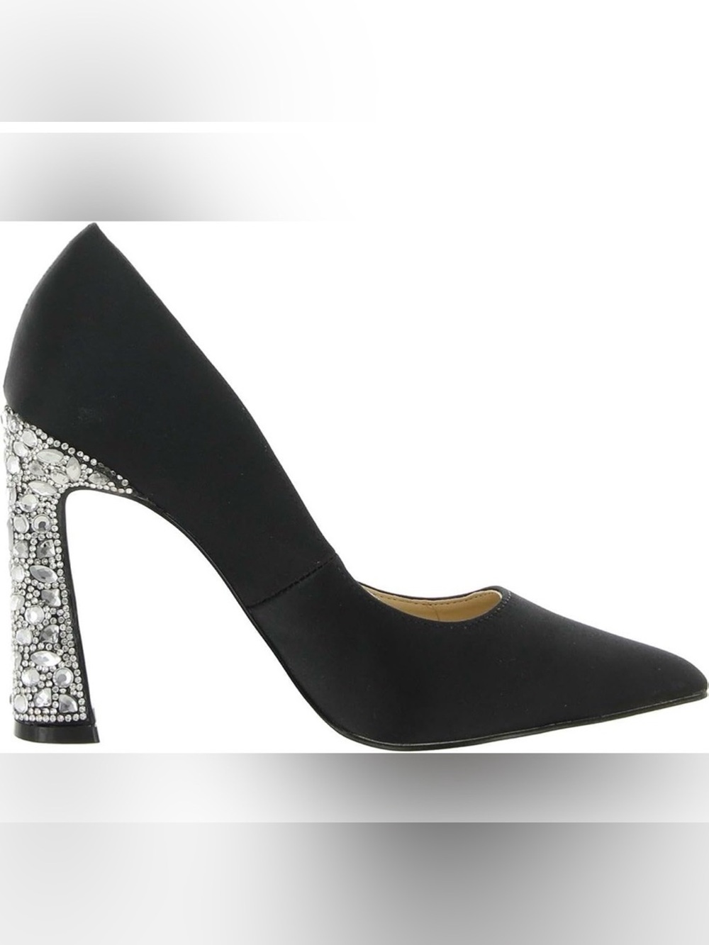 Betsey Johnson Black Crystal-Embellished Corie Heel Pointed Toe Pump